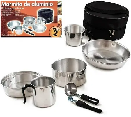 BROGAS MARO102 MARMITA MOCH 2 PERS 8 PIEZAS C/BOLSO TRANSPORTABLE
