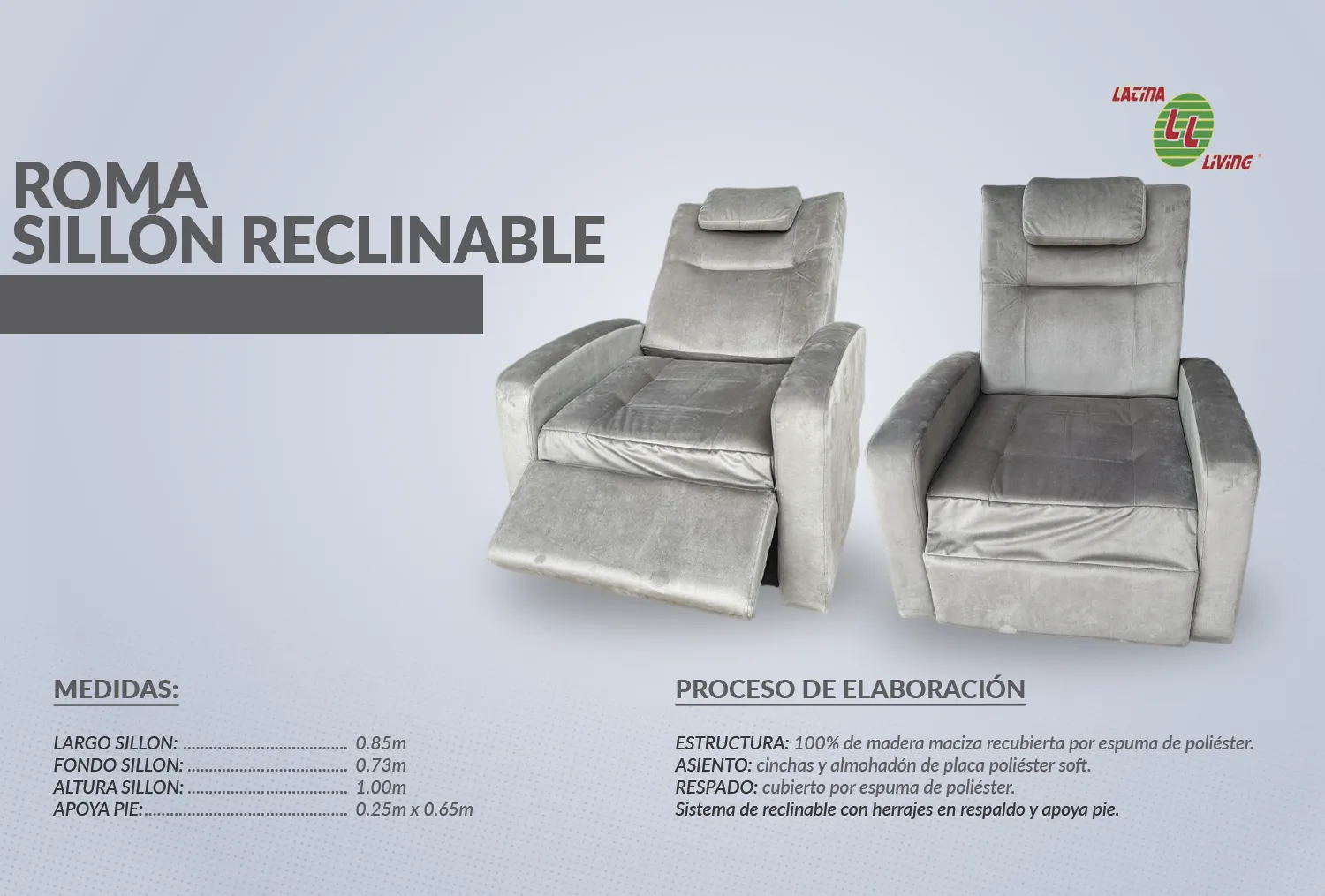 T.LIVING SILLON ROMA RECLINABLE