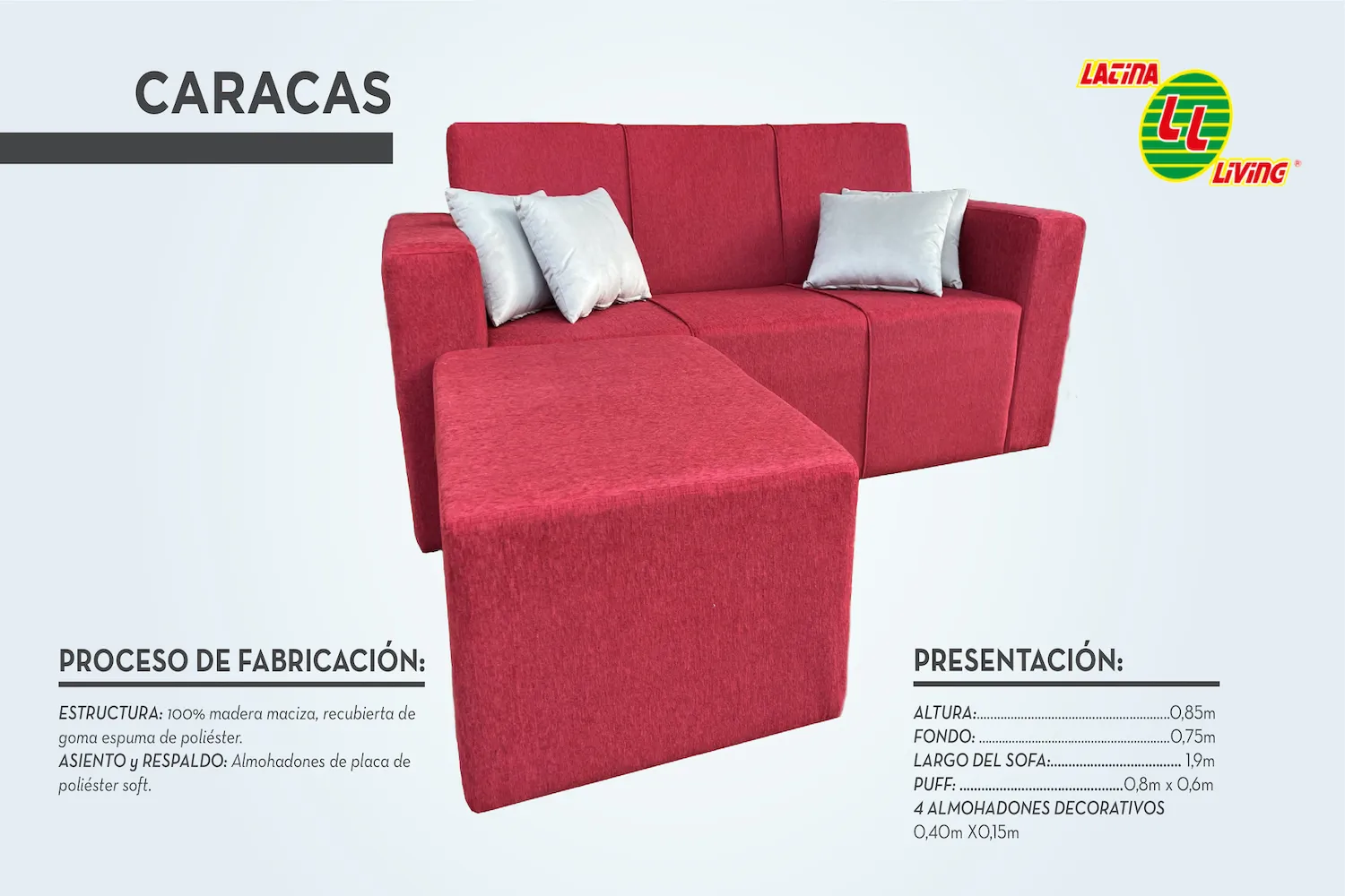 T.LIVING SOFA CARACAS CON PUFF