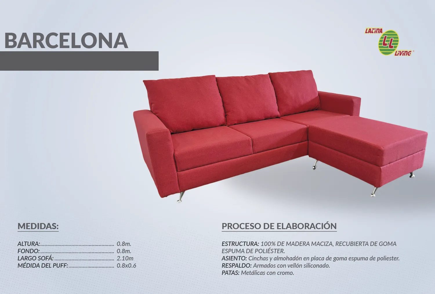 T.LIVING SOFA BARCELONA CON PUFF
